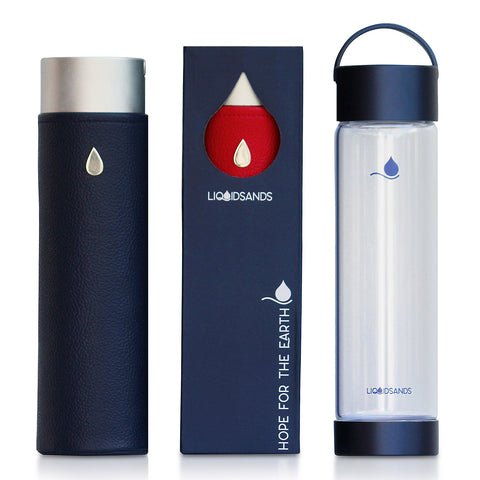 Glass Water Bottle CLASSIC MIDNIGHT - Liquidsands